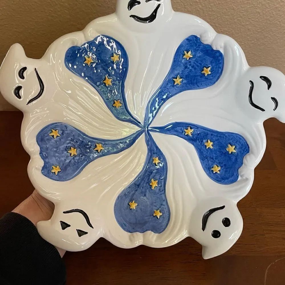 Pacific Rim Hand Painted Ghost Stars Plate Vintage HTF! - Picture 6 of 11